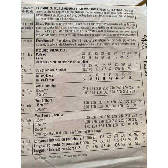 Simplicity sewing pattern  7955 button down top pant short - Picture 5 of 5